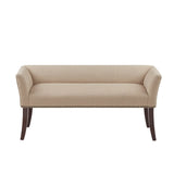 49.5" Upholstered Bench with Back & Wood Legs, Tan