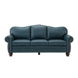 Flavio 81″ Genuine Leather Sofa – Vintage Glam Mid-Century Design