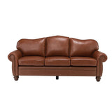 Flavio 81″ Genuine Leather Sofa – Vintage Glam Mid-Century Design