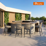 PURPLE LEAF Patio Sunbrella Bar Stools Set of 2 Rattan Bar Aluminum Bar Stool Outdoor Barstools with Back and Cushion for Garden Kitchen Island