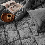 Crushed Velvet 4-Piece Comforter or Duvet Cover Set, Grey