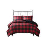 Wholesale Faux Fur Down Alternative Comforter Set, Red Buffalo Check