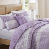 4 Piece Seersucker Quilt Set with Throw Pillow, Purple