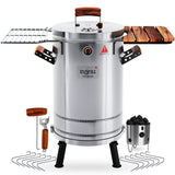 3-in-1 Stainless Steel Smoker Barrel Grill Premium– Portable Charcoal BBQ with Thermometer, Outdoor Cooking Smoker for Camping, Backyard & Home BBQ INGRILL