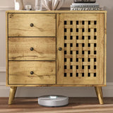 Wholesale Storage Cabinet with a Basket Weave Wooden Door & 3 Drawers