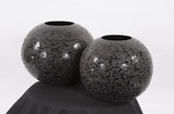 Chiseled Texture Black Iron Globe Vase- Small