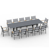 12-Person All-Aluminum Patio Dining Set, Extendable Table