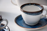 Porcelain Tea Cups & Saucers, 210ml, Set of 6