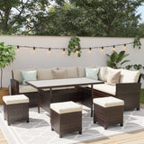 7 Piece High Curved Back Outdoor Dining Sectional Sofa