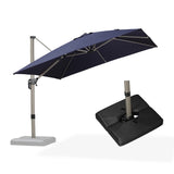PURPLE LEAF Hailar Deluxe Aluminum Patio Umbrella with Base, Square and Rectangular Umbrella