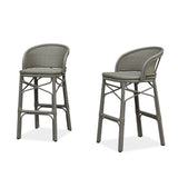 PURPLE LEAF Outdoor Bar Stools Set of 2 Rattan Patio Tall Bar Chairs Aluminum Frame with Back Barstools for Kitchen Garden Backyard Bistros Restaurant