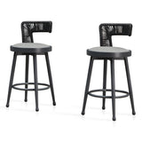 PURPLE LEAF Outdoor Swivel Bar Stools Set of 2 Metal Modern Rattan Bar Chairs with Backrest Aluminum Woven Barstools with Cushions
