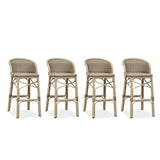 PURPLE LEAF Outdoor Bar Stools Set of 2 Rattan Patio Tall Bar Chairs Aluminum Frame with Back Barstools for Kitchen Garden Backyard Bistros Restaurant