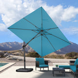 PURPLE LEAF Lateral Tilt Patio Umbrella with Base, 360° Swivel Cantilever Umbrella with Stand