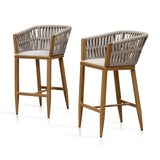 PURPLE LEAF Outdoor Bar Stools Set of 2 for Overweight Wicker Rattan Patio Barstools Woven Modern Bar Chairs with Backrest and Cushions for Garden Outside