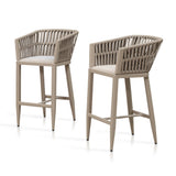 PURPLE LEAF Outdoor Bar Stools Set of 2 for Overweight Wicker Rattan Patio Barstools Woven Modern Bar Chairs with Backrest and Cushions for Garden Outside