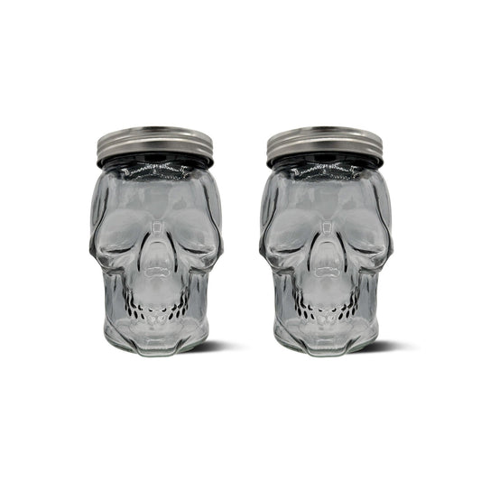 Skull Mason Jar with Lid, 4-Piece Set (2 skull Mason Jars & 2 Lids) 42oz, Smoke