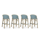 PURPLE LEAF Outdoor Bar Stools Set of 2 Rattan Patio Tall Bar Chairs Aluminum Frame with Back Barstools for Kitchen Garden Backyard Bistros Restaurant