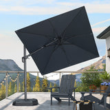 PURPLE LEAF Lateral Tilt Patio Umbrella with Base, 360° Swivel Cantilever Umbrella with Stand
