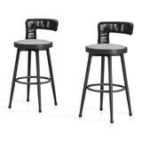PURPLE LEAF Outdoor Swivel Bar Stools Set of 2 Metal Modern Rattan Bar Chairs with Backrest Aluminum Woven Barstools with Cushions