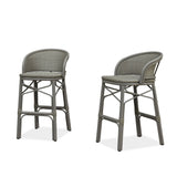 PURPLE LEAF Outdoor Bar Stools Set of 2 Rattan Patio Tall Bar Chairs Aluminum Frame with Back Barstools for Kitchen Garden Backyard Bistros Restaurant