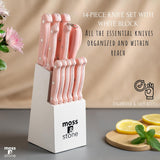 14-Piece Pink Stainless Steel Knife Block Set