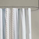 Aztec Chenille Tufted Shower Curtain, White/Navy