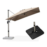 PURPLE LEAF Hailar Deluxe Aluminum Patio Umbrella with Base, Square and Rectangular Umbrella