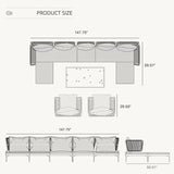 PURPLE LEAF Sicilia Classical Modular Outdoor Sectional with Oatmeal Greige Cushions Flexible Layout for Commercial Spaces