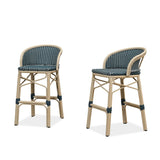 PURPLE LEAF Outdoor Bar Stools Set of 2 Rattan Patio Tall Bar Chairs Aluminum Frame with Back Barstools for Kitchen Garden Backyard Bistros Restaurant