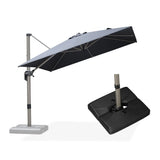 PURPLE LEAF Hailar Deluxe Aluminum Patio Umbrella with Base, Square and Rectangular Umbrella