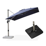 PURPLE LEAF Hailar Deluxe Aluminum Patio Umbrella with Base, Square and Rectangular Umbrella