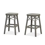 PURPLE LEAF Outdoor Bar Stools Set of 2 Rattan Patio Tall Bar Chairs Aluminum Frame with Back Barstools for Kitchen Garden Backyard Bistros Restaurant