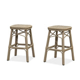 PURPLE LEAF Outdoor Bar Stools Set of 2 Rattan Patio Tall Bar Chairs Aluminum Frame with Back Barstools for Kitchen Garden Backyard Bistros Restaurant