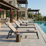 PURPLE LEAF Outdoor Lounge Chair Patio Chaise Pool Lounger Aluminum Frame with Side Table and Wheels for Outside Sunbathing Tanning Recliner Including Pillows