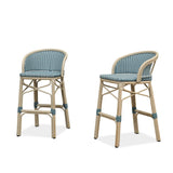 PURPLE LEAF Outdoor Bar Stools Set of 2 Rattan Patio Tall Bar Chairs Aluminum Frame with Back Barstools for Kitchen Garden Backyard Bistros Restaurant