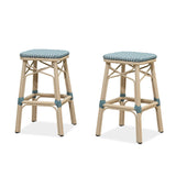 PURPLE LEAF Outdoor Bar Stools Set of 2 Rattan Patio Tall Bar Chairs Aluminum Frame with Back Barstools for Kitchen Garden Backyard Bistros Restaurant