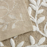 Dimensional Leaf Cotton Tufted Anti-Skid Bath Rug, Taupe