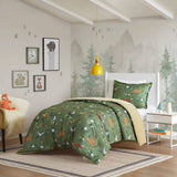 Wholesale Forest Animals 5-Piece Plush Reversible Comforter Set, Green