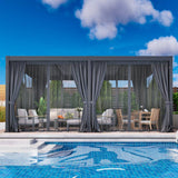 Louvered Pergola, Outdoor Metal Canopy with Adjustable Roof