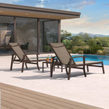 PURPLE LEAF Outdoor Chaise Lounge Chair Patio Pool Lounger Aluminum Chairs with Side Table and Wheels Adjustable Tanning Recliner with Armrests for Outside Backyard Deck Beach