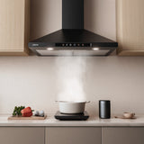 CIARRA 30 Inch Smart Wall Mount Range Hood with Alexa and Google Home Voice Control CAB75206W-OW