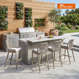 PURPLE LEAF Patio Sunbrella Bar Stools Set of 2 Rattan Bar Aluminum Bar Stool Outdoor Barstools with Back and Cushion for Garden Kitchen Island