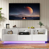 Bohemian Floating Tv Stand with Led Lights & Storage