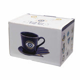 All Seeing Eye Blue Stoneware Cup & Saucer Set