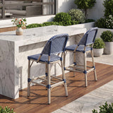 PURPLE LEAF Outdoor Bar Height Stools Set of 2 French Country Patio Rattan Bar Stool Chairs Outdoor Armless Barstools for Porch Garden Indoor Kitchen