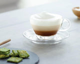 Glass Latte Cups & Saucers, 8.75 oz, Set of 6