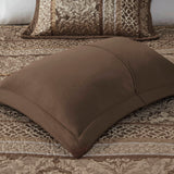 5 Piece Reversible Jacquard Bedspread Set, Brown/Gold