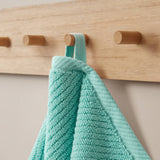 6pcs 100% Cotton Quick-Dry Ribbed Towel Set, Turquoise