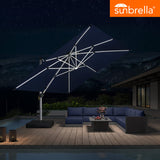 PURPLE LEAF SUNBRELLA Solar Cantilever Umbrella with Lights for Outdoor Patio